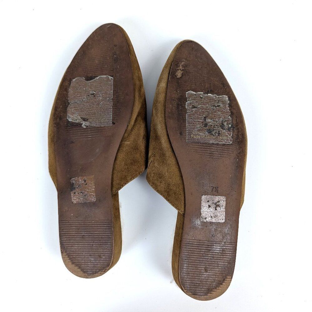 Madewell | Tan Brown Suede Shearling Slip-On Mules Size 7.5 - Picture 5 of 7